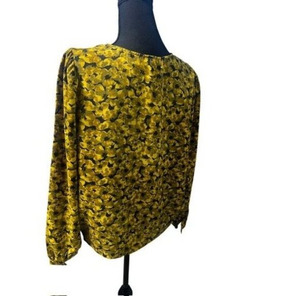 A. New Day Yellow Floral Long Sleeve V-Neck Wrap Blouse, Work Atire, OFFICE ATTI - Picture 6 of 15